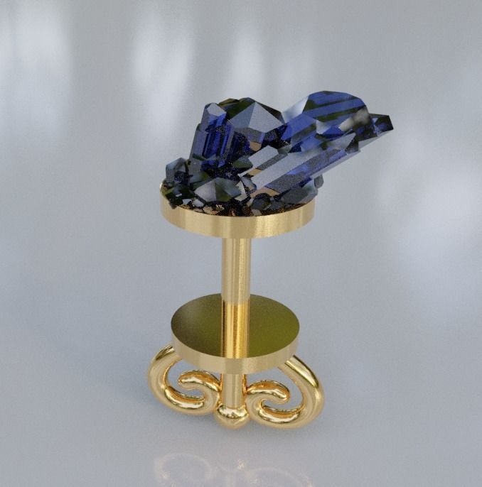 Earrings with quartz gems on the top 3D print model_4