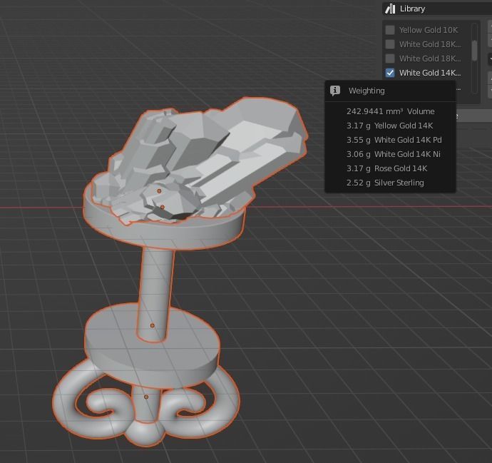 Earrings with quartz gems on the top 3D print model_15