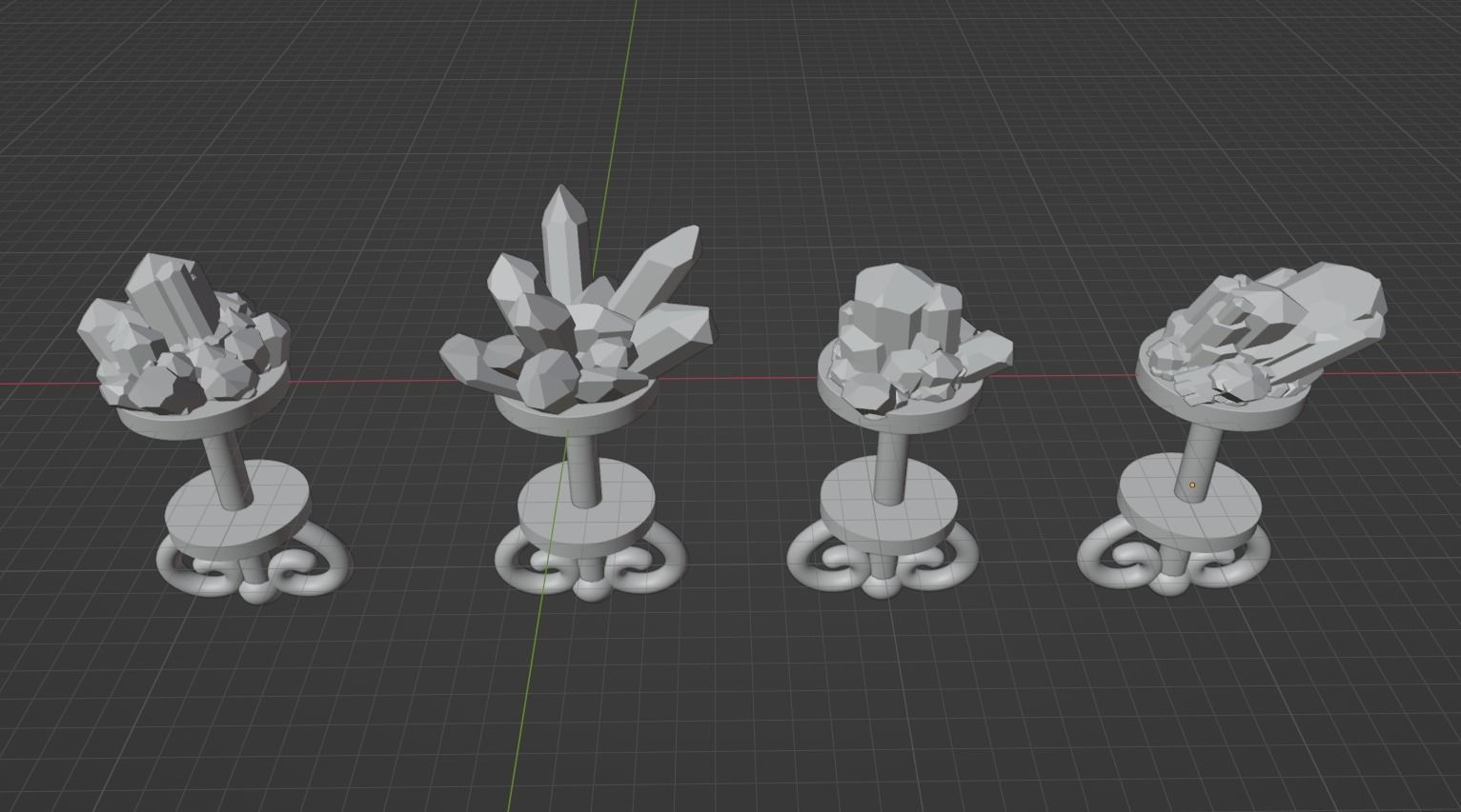 Earrings with quartz gems on the top 3D print model_10