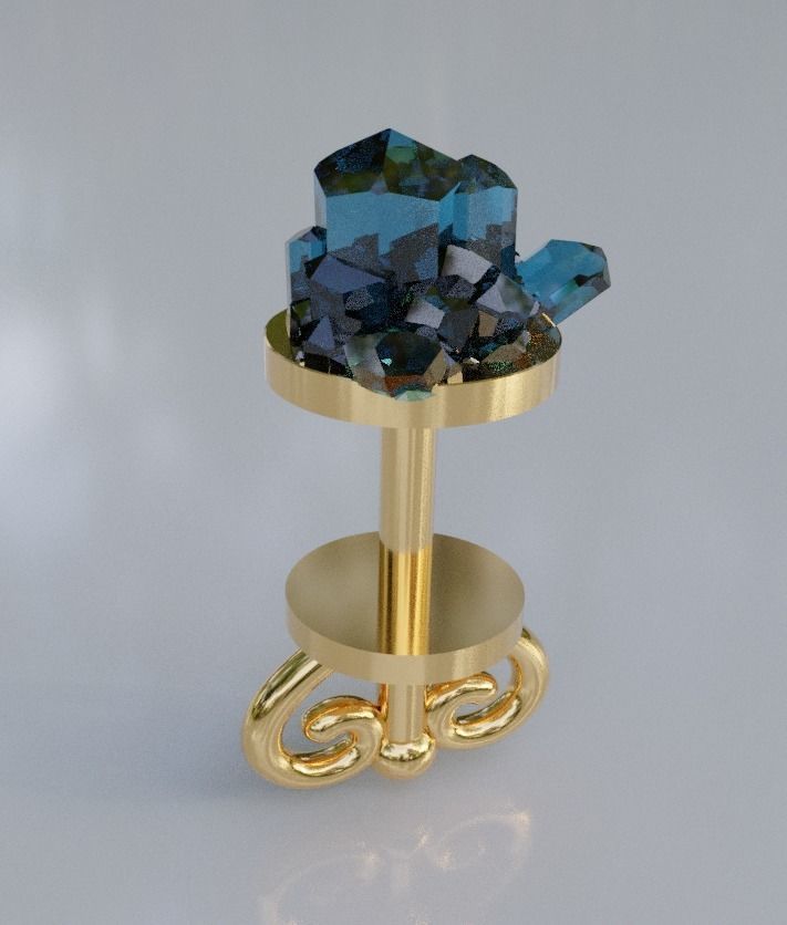 Earrings with quartz gems on the top 3D print model_3