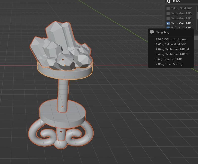 Earrings with quartz gems on the top 3D print model_12