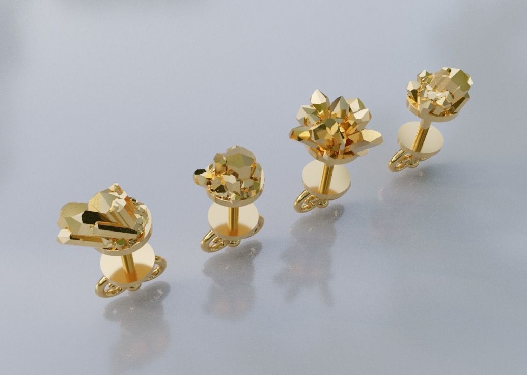 Earrings with quartz gems on the top 3D print model_6