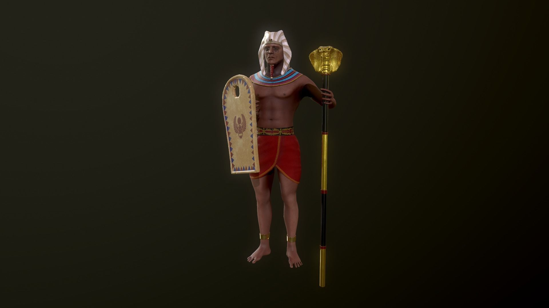 Egyptian soldier Low-poly 3D model_7
