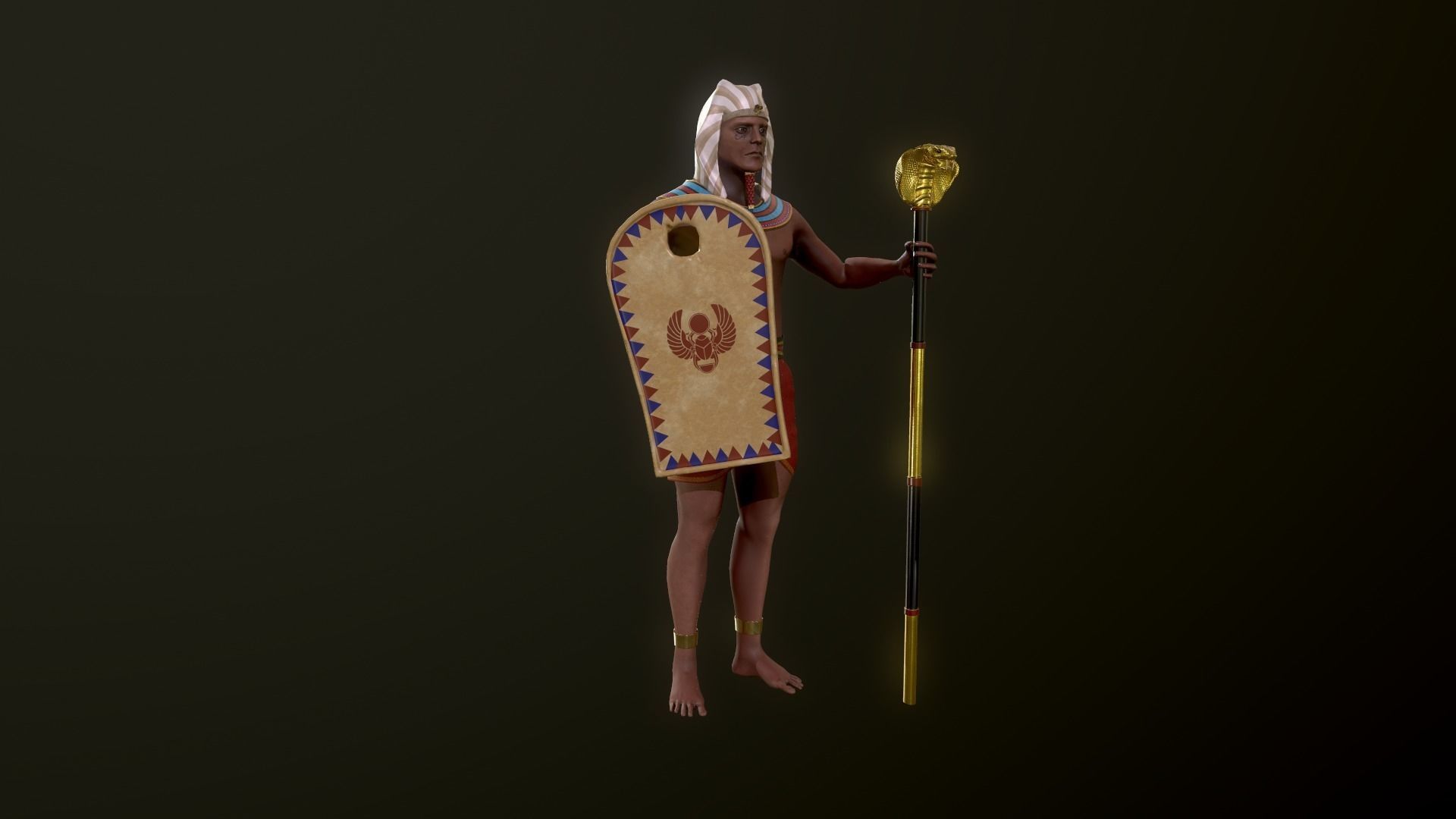 Egyptian soldier Low-poly 3D model_8
