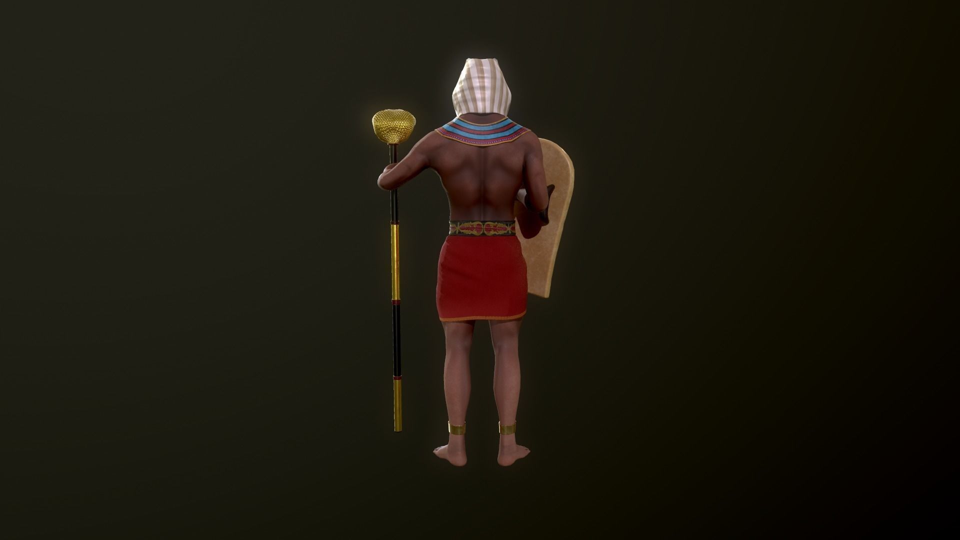 Egyptian soldier Low-poly 3D model_6