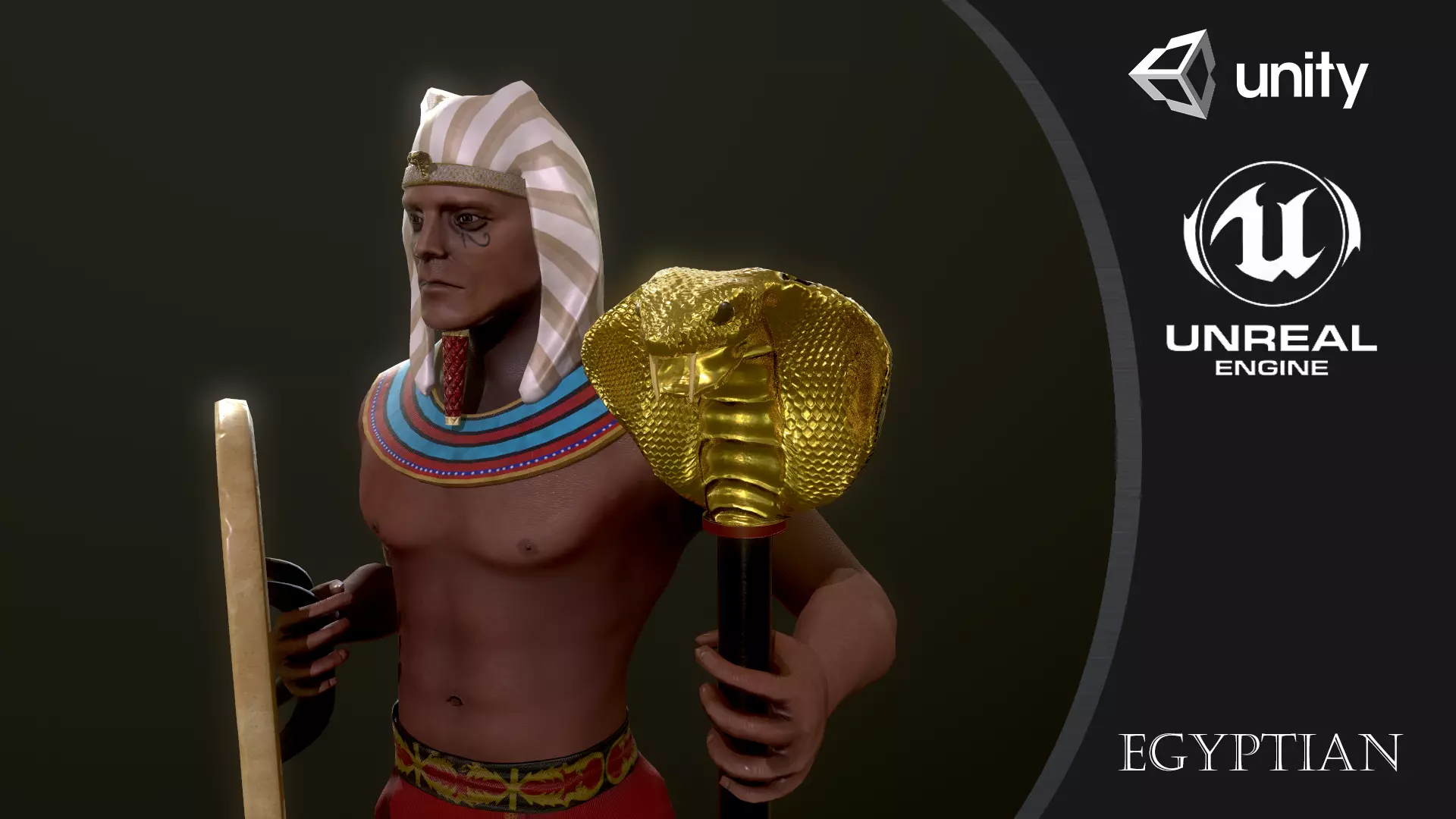 Egyptian soldier Low-poly 3D model_0