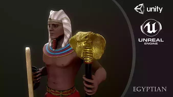 Egyptian soldier Low-poly 3D model
