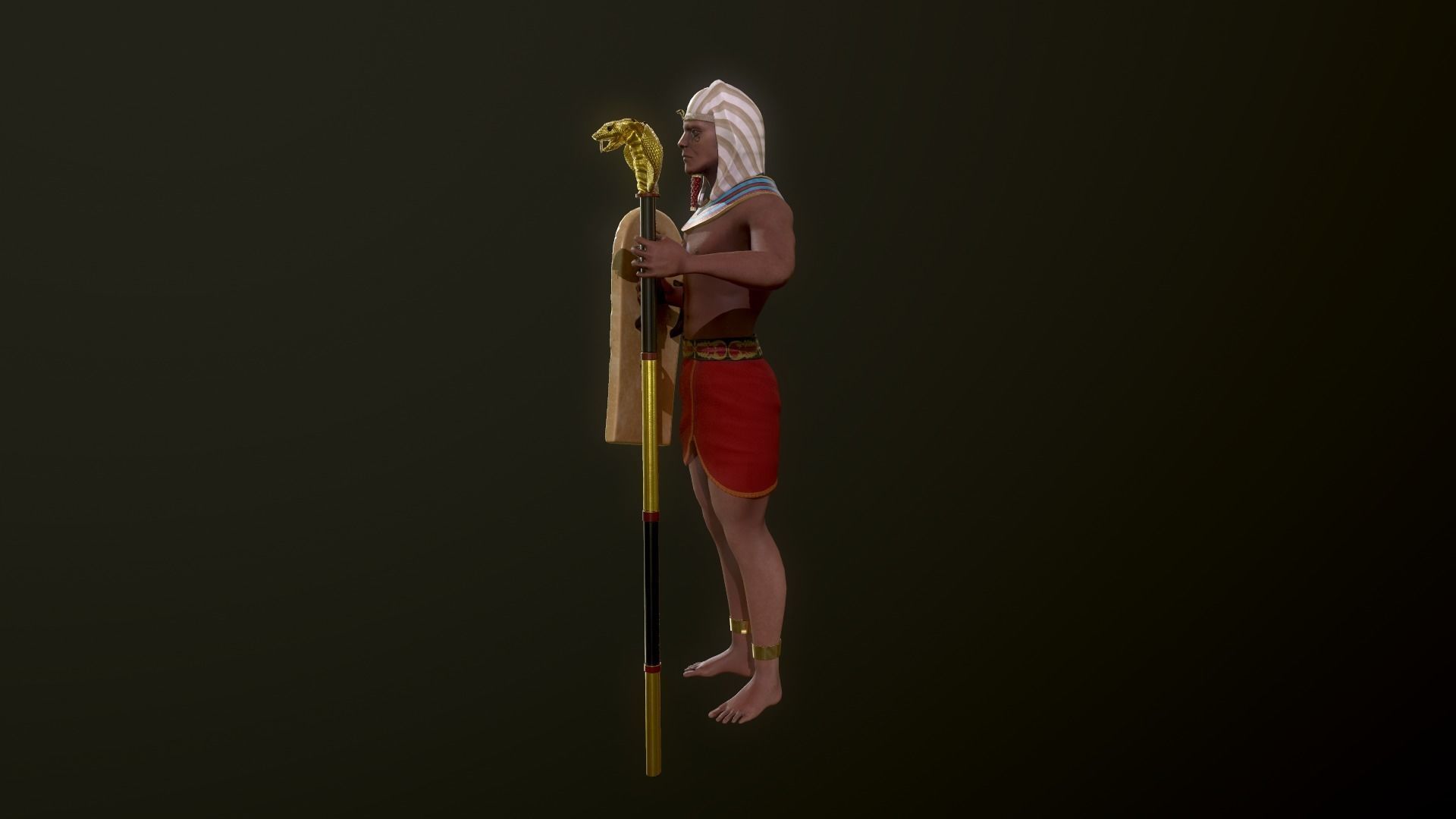 Egyptian soldier Low-poly 3D model_16