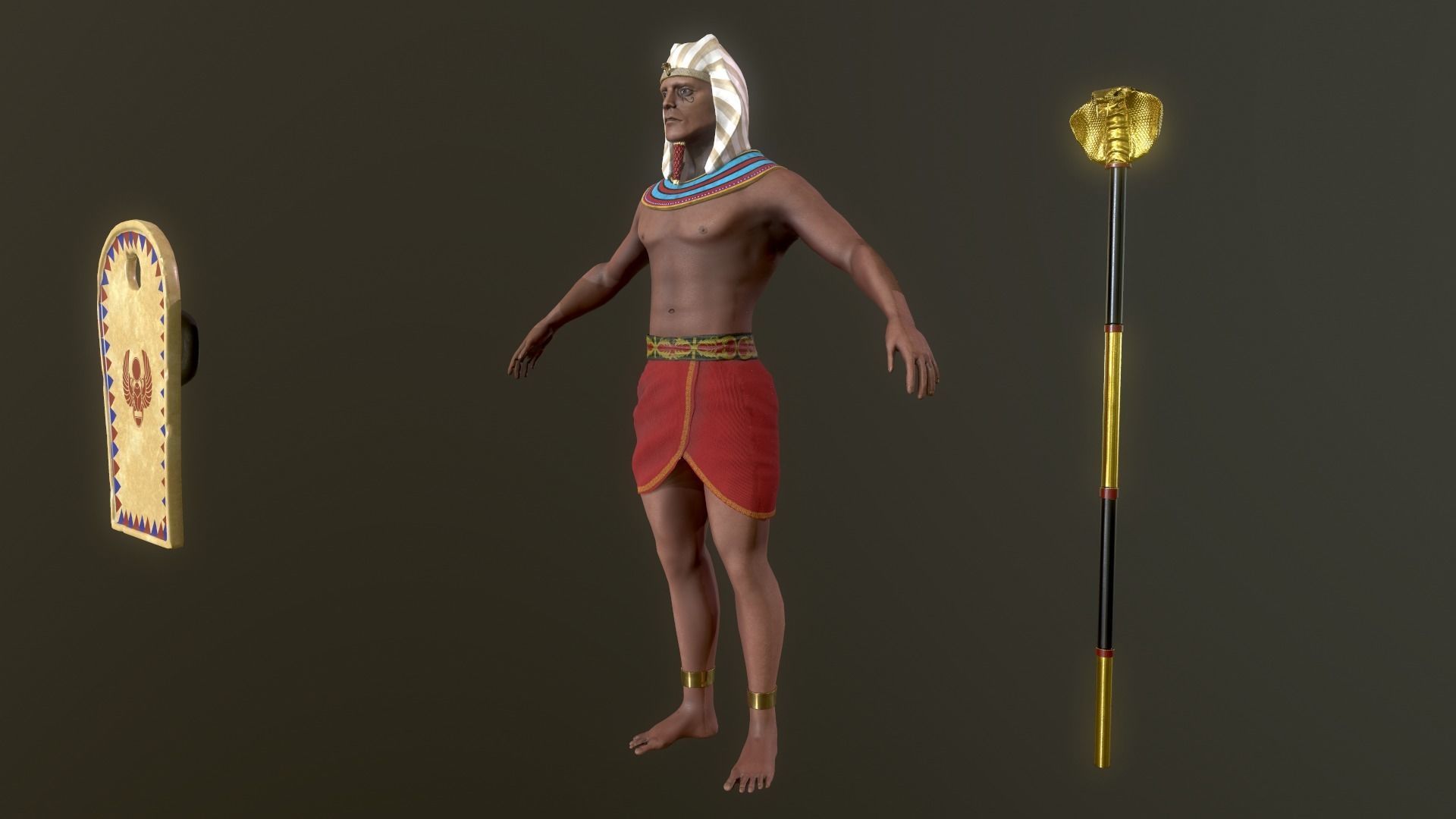 Egyptian soldier Low-poly 3D model_13