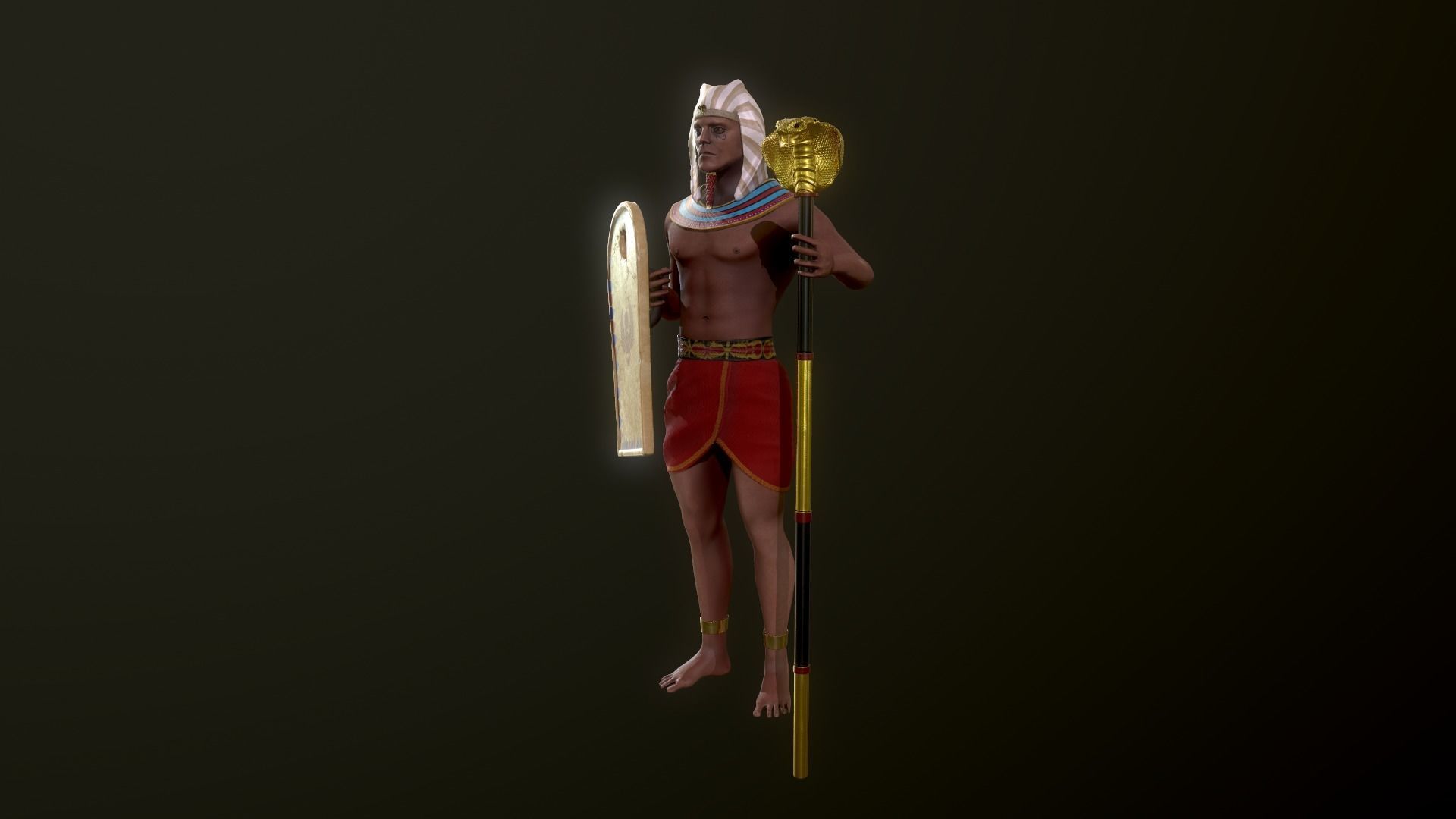 Egyptian soldier Low-poly 3D model_10