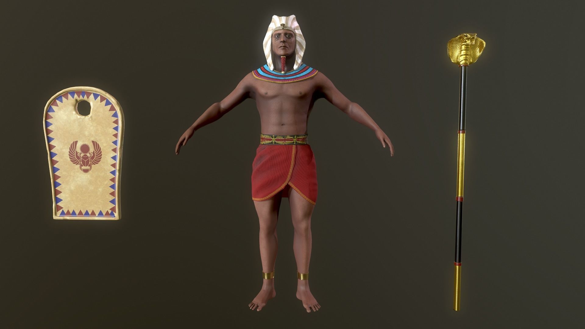 Egyptian soldier Low-poly 3D model_14