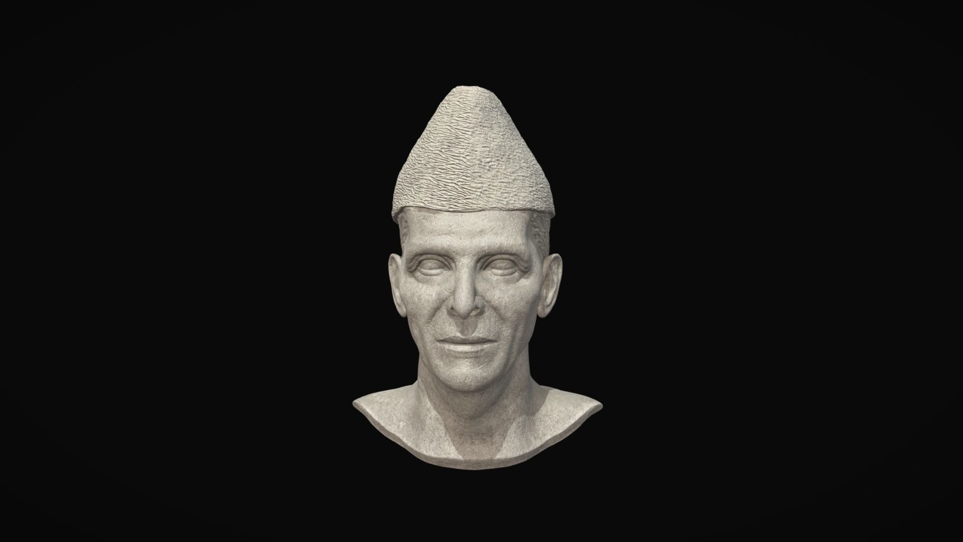 Muhammad Ali Jinnah Marble Statue Low-poly 3D model_2
