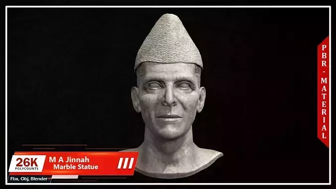 Muhammad Ali Jinnah Marble Statue Low-poly 3D model