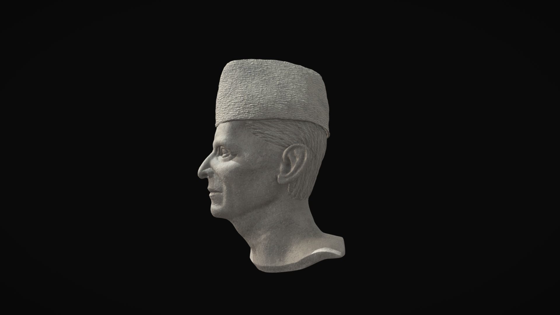 Muhammad Ali Jinnah Marble Statue Low-poly 3D model_1