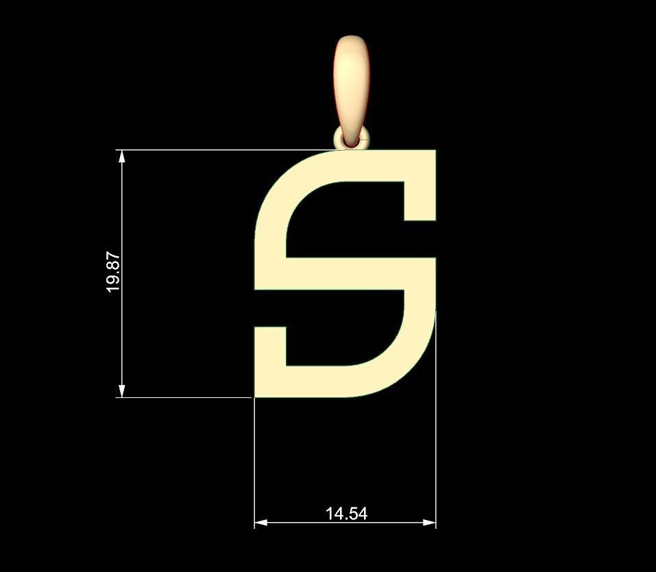 Initial Letters Pendant Bhofila S 3D print model_4