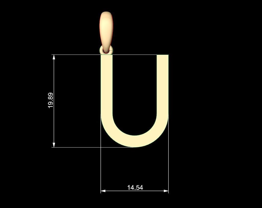 Initial Letters Pendant Bhofila U 3D print model_4