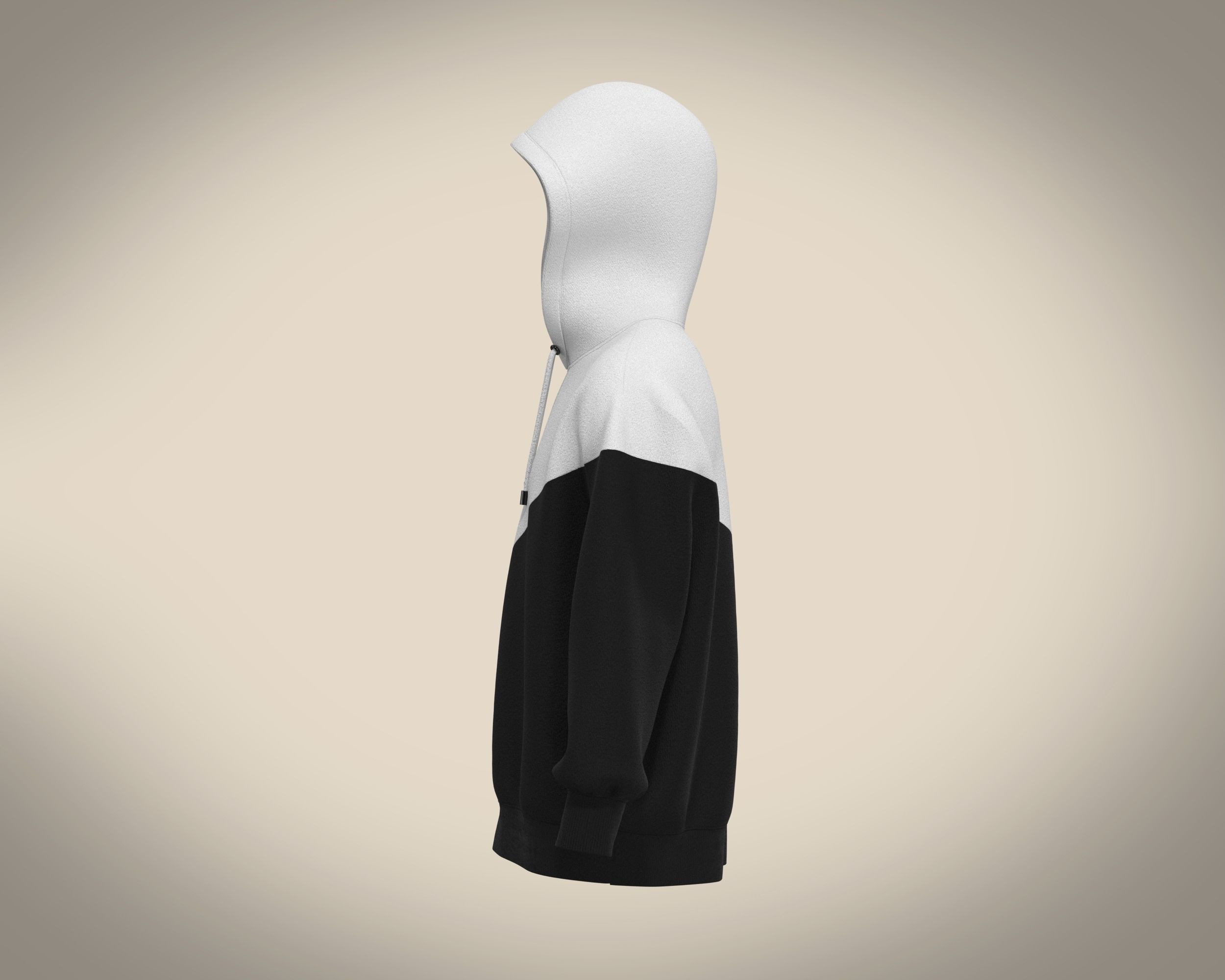 Mens Black And White Hoodie 3D model_7