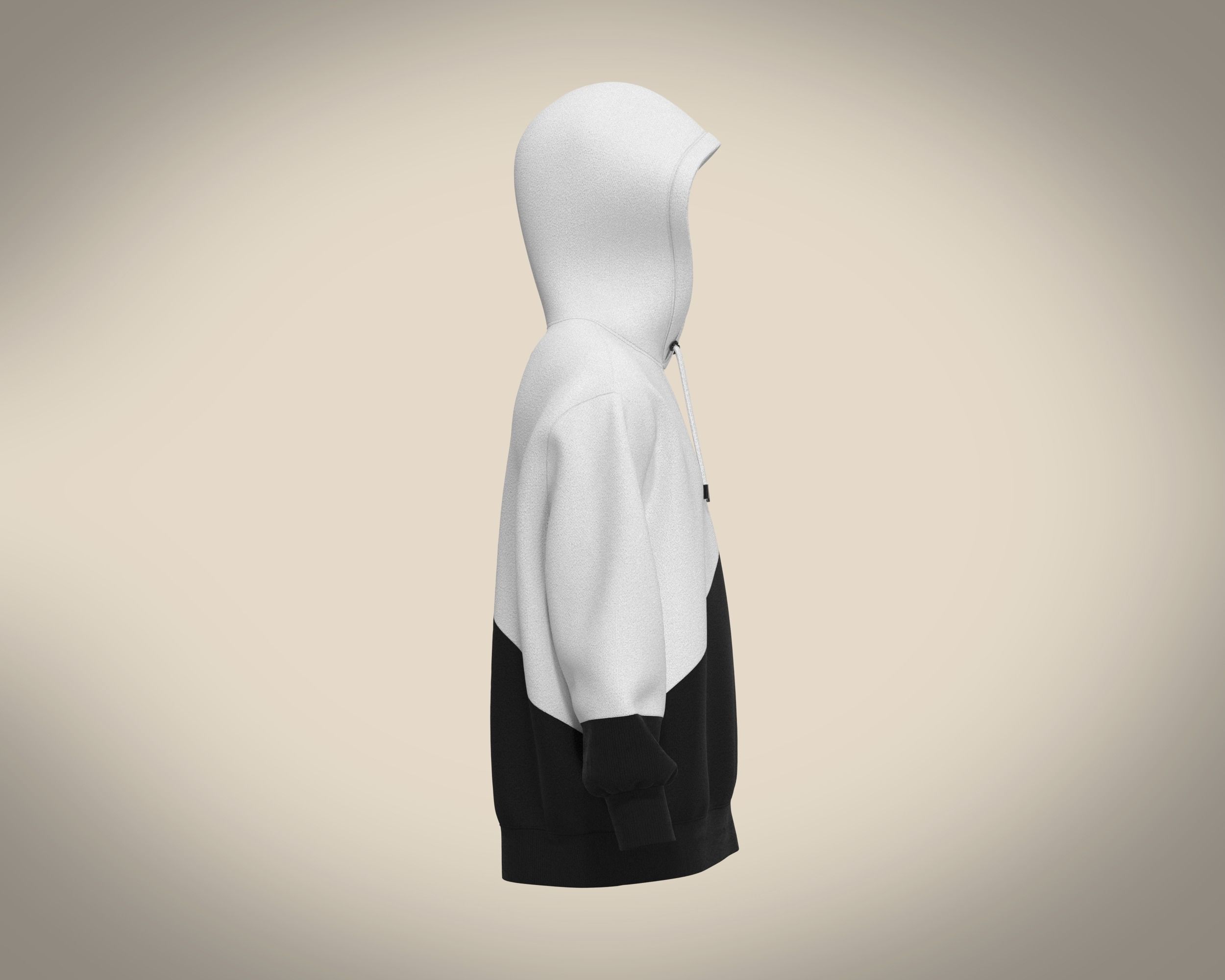 Mens Black And White Hoodie 3D model_5