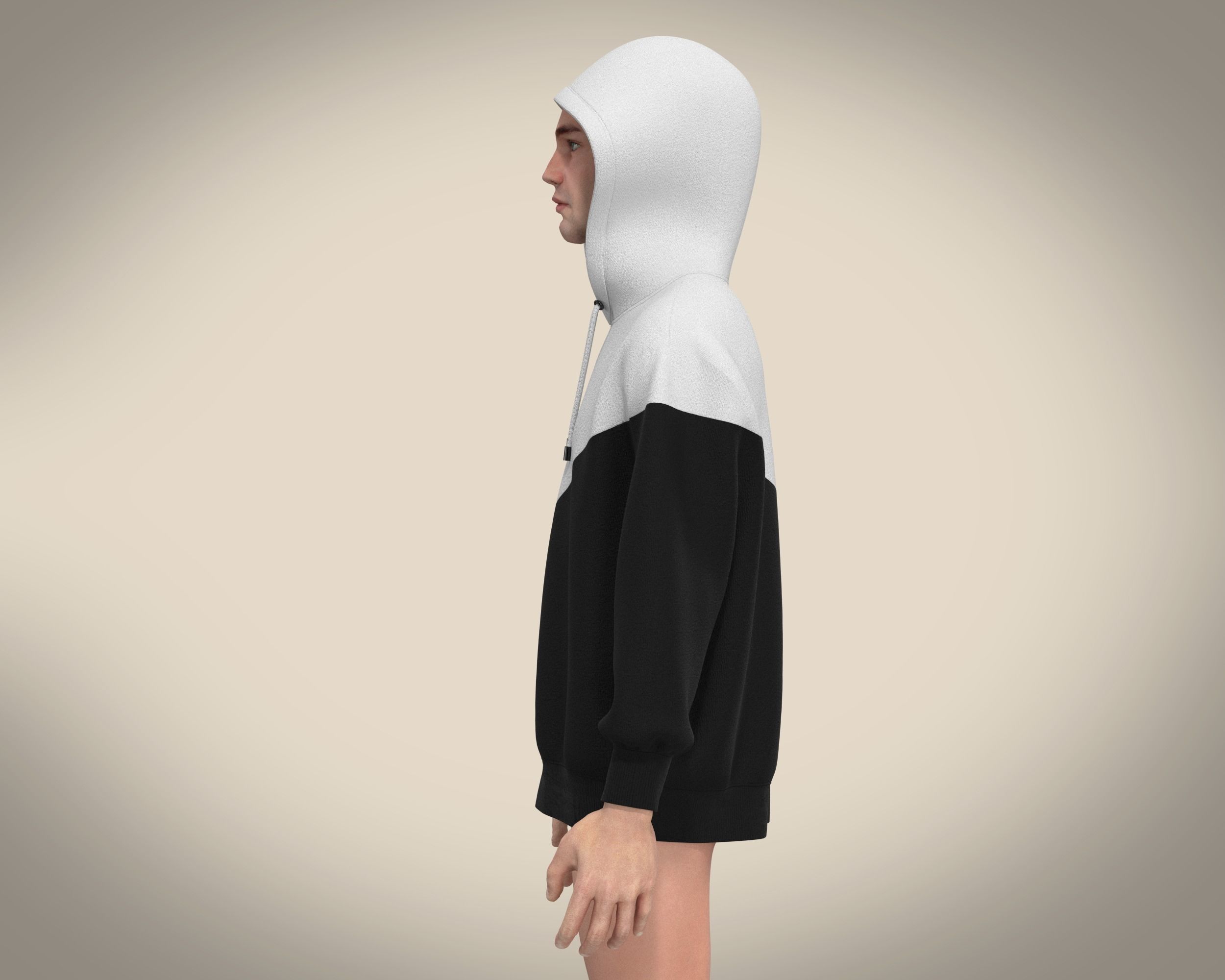 Mens Black And White Hoodie 3D model_4