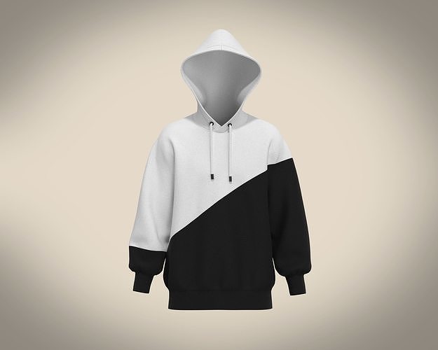Mens Black And White Hoodie 3D model