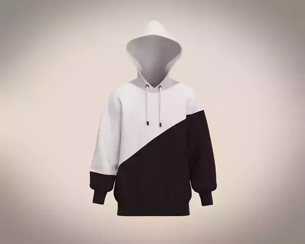 Mens Black And White Hoodie 3D model