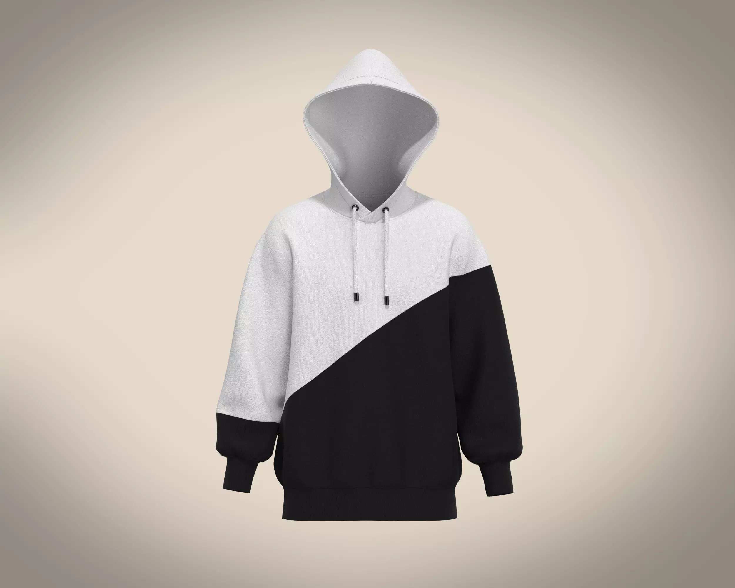 Mens Black And White Hoodie 3D model_0