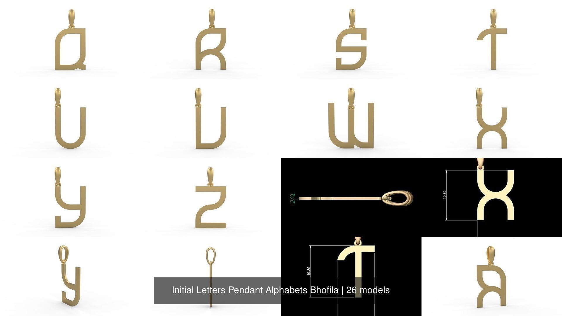 Initial Letters Pendant Alphabets Bhofila 3D Model Collection_2