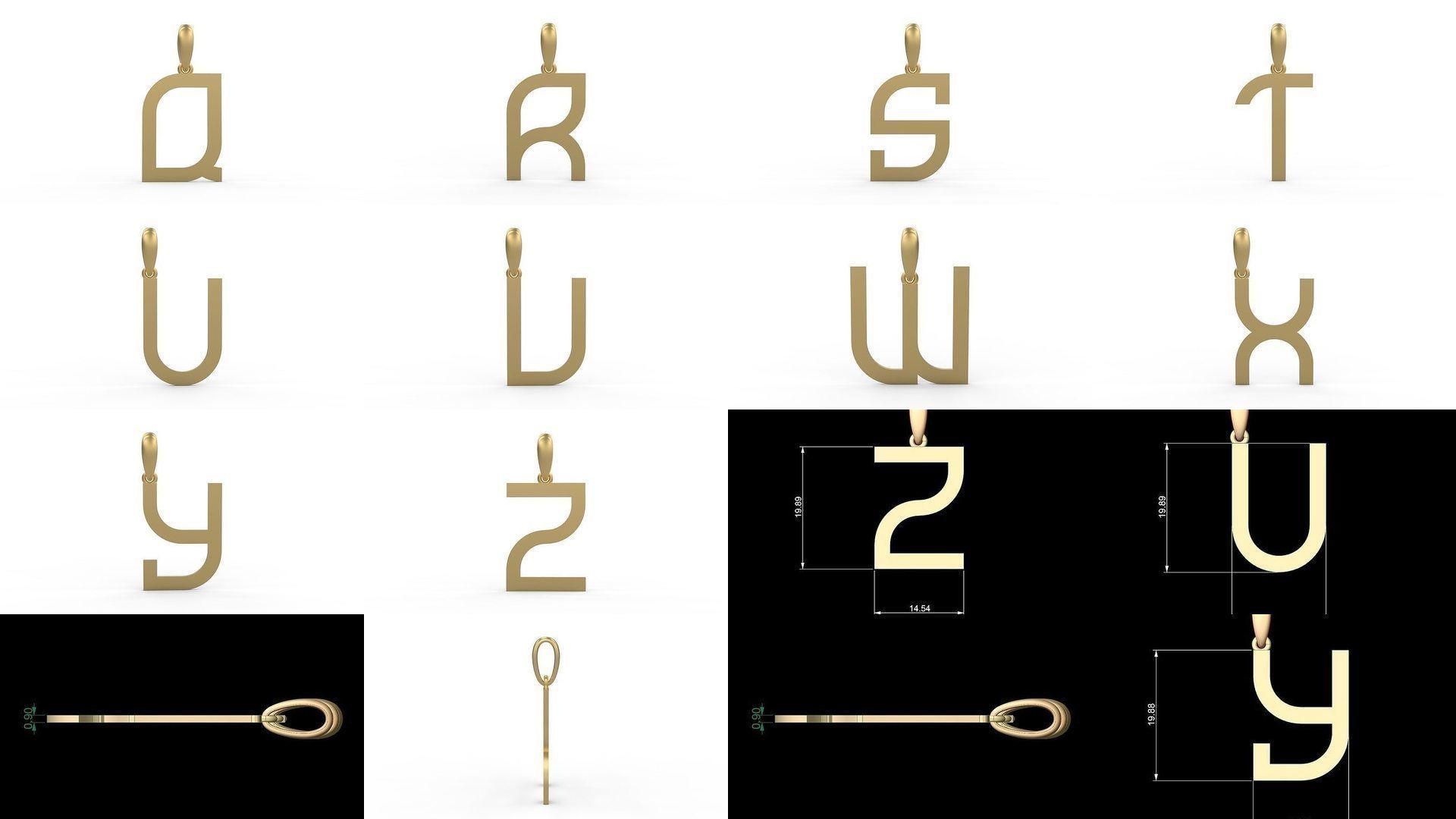 Initial Letters Pendant Alphabets Bhofila 3D Model Collection_1