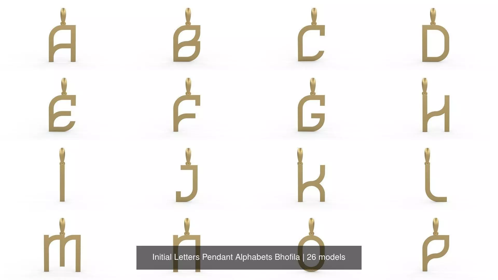 Initial Letters Pendant Alphabets Bhofila 3D Model Collection_0
