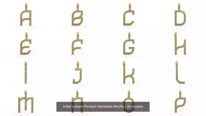 Initial Letters Pendant Alphabets Bhofila 3D Model Collection