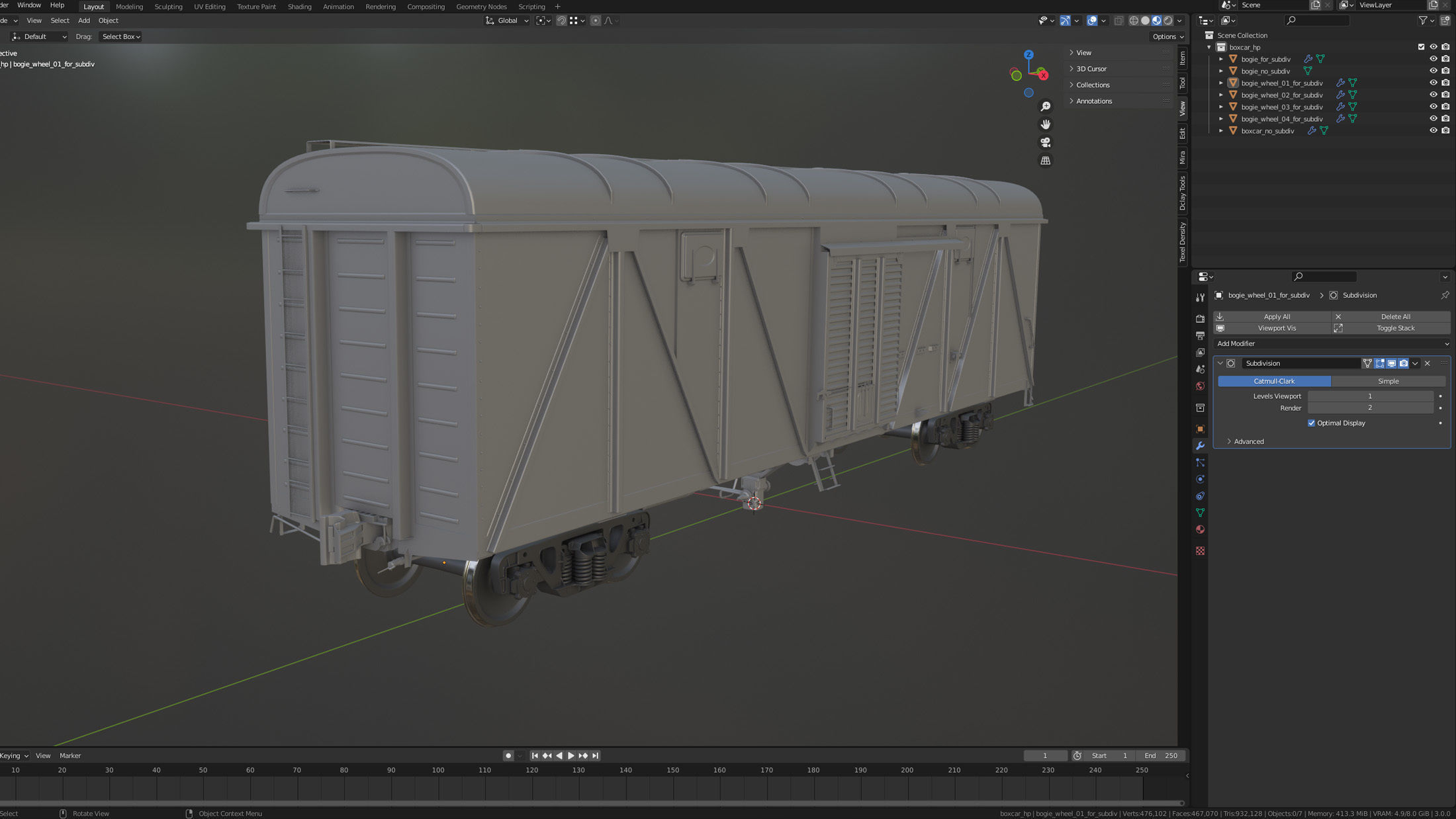 Boxcar High-Poly train car 3D model_7
