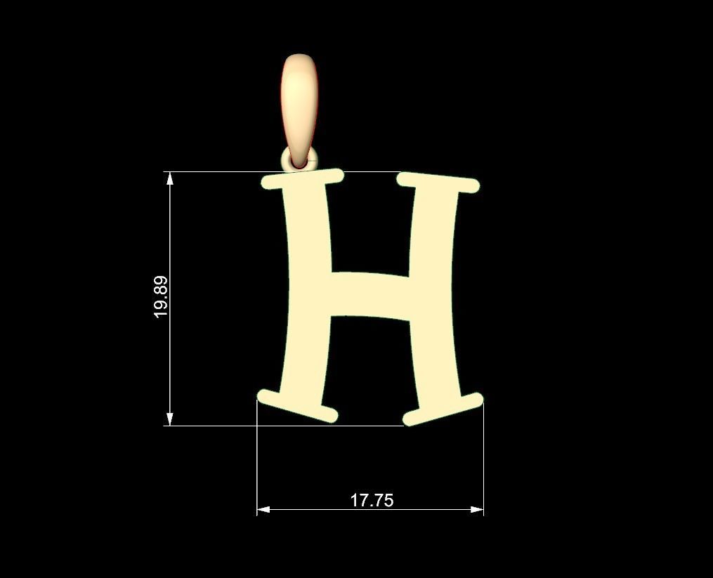 Initial Letters Pendant Bodihel H 3D print model_4