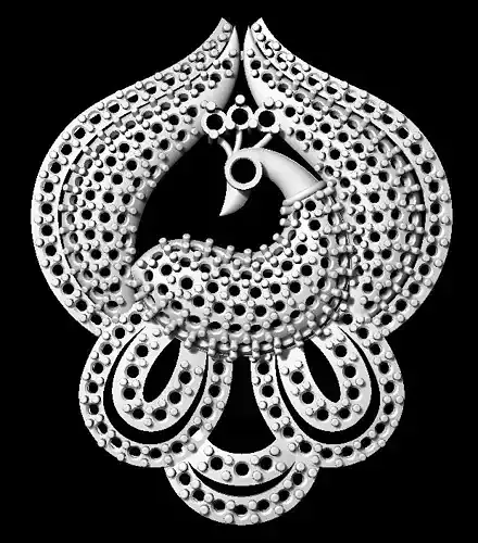 Sidepiece silver peacock