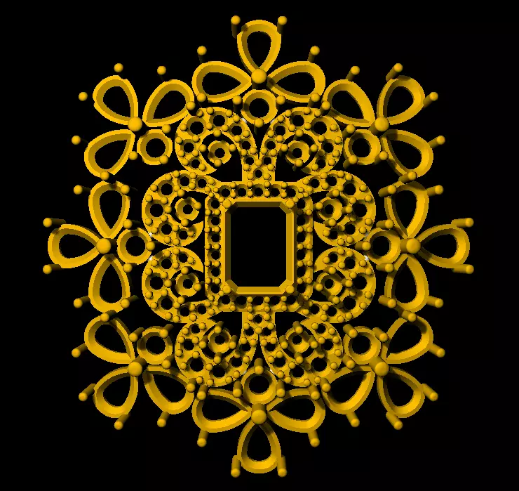 Sidepiece gold lace frame 3D print model_0