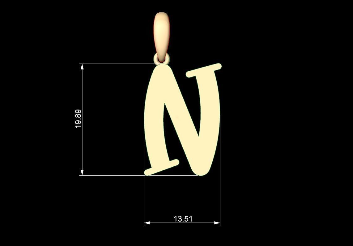 Initial Letters Pendant Bodihel N 3D print model_4