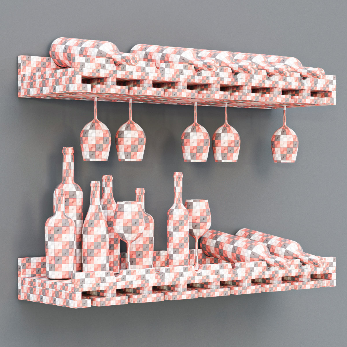 wine bottel Set 01 3D model_6