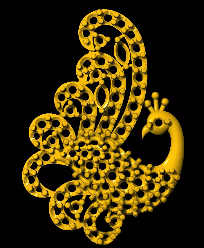 Sidepiece golden peacock 3D print model_0