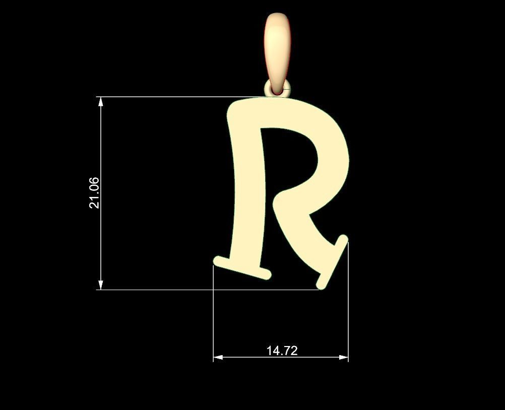 Initial Letters Pendant Bodihel R 3D print model_4