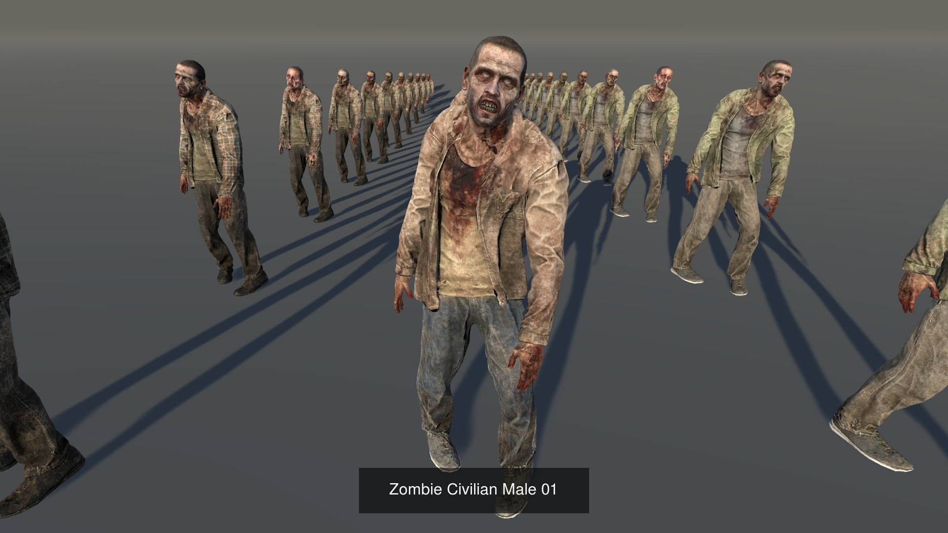 Zombie Civilian Males Bundle 3D Model Collection_1