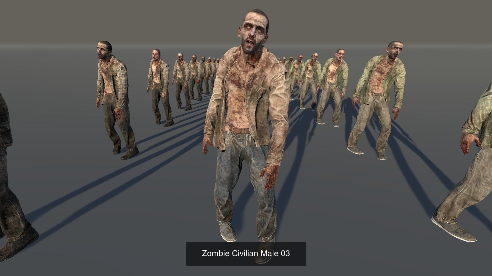 Zombie Civilian Males Bundle 3D Model Collection_3
