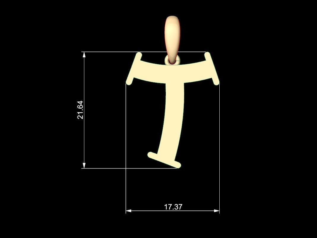 Initial Letters Pendant Bodihel T 3D print model_4