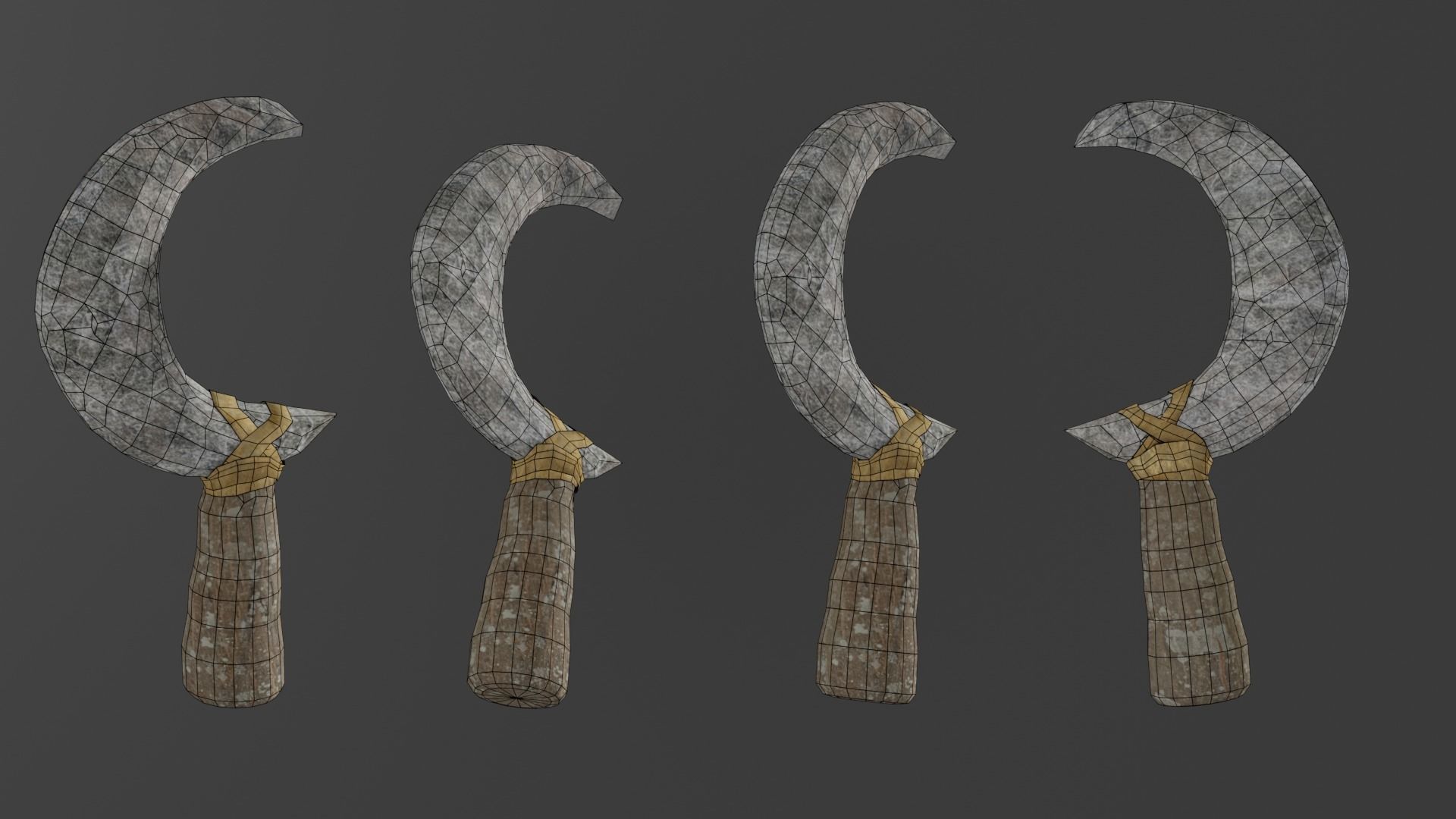 weapon sickle and knife 3D model_3