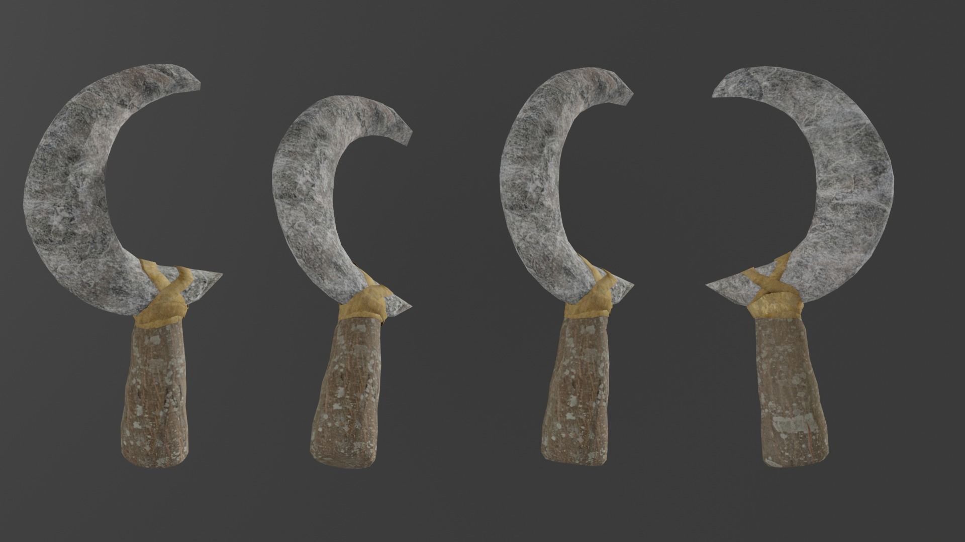 weapon sickle and knife 3D model_2