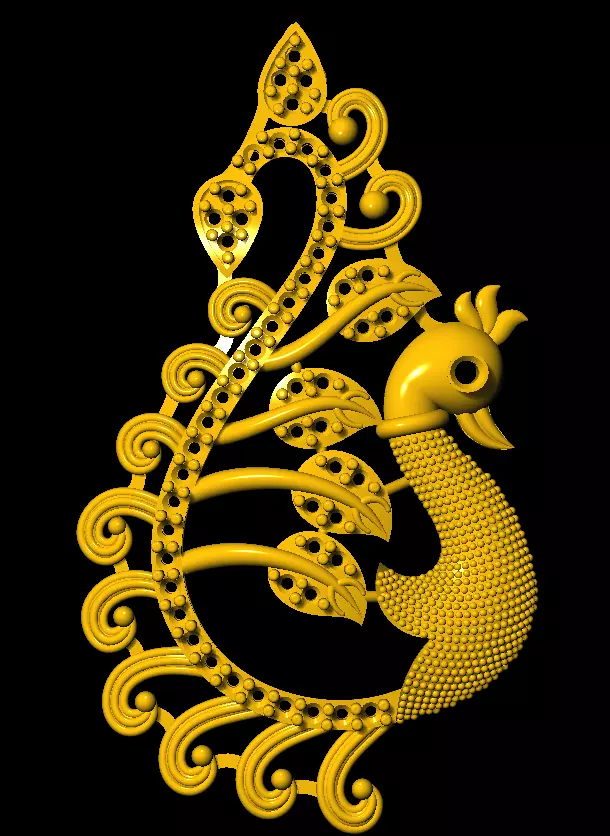 Sidepiece golden peacock 3D print model_0