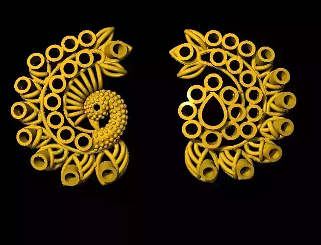 Sidepiece peacock earrings