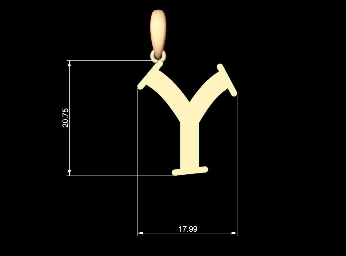 Initial Letters Pendant Bodihel Y 3D print model_4