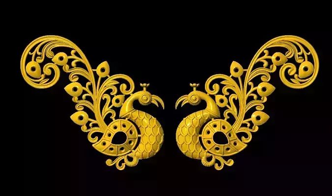 Sidepiece two golden peacocks