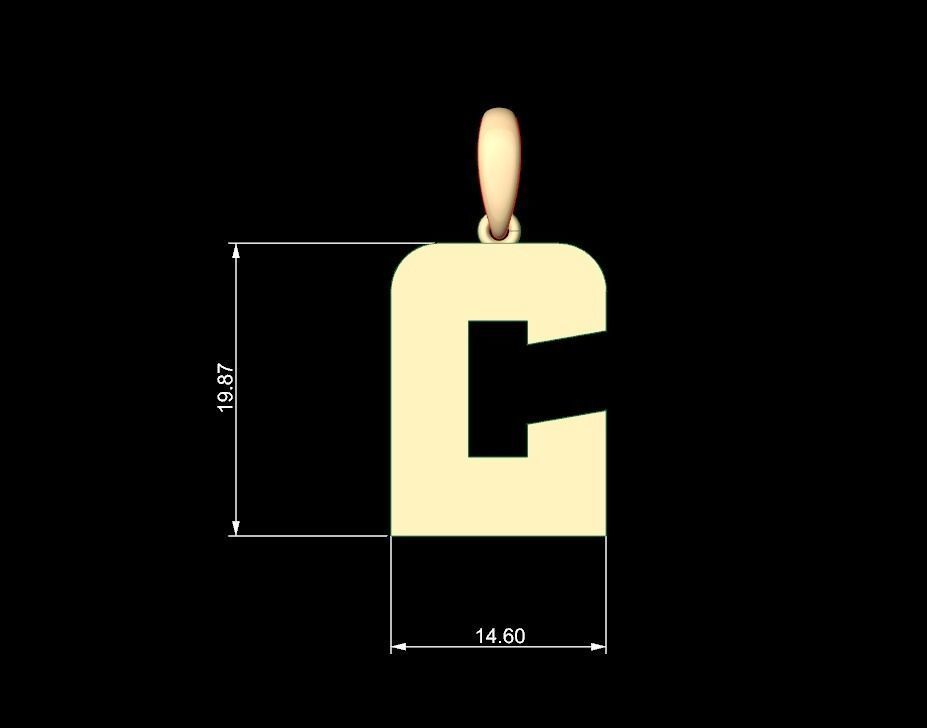 Initial Letters Pendant Boldhead C 3D print model_4