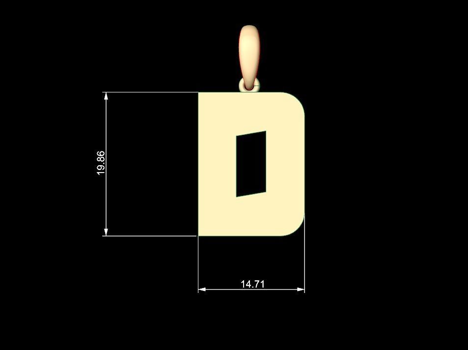 Initial Letters Pendant Boldhead D 3D print model_4