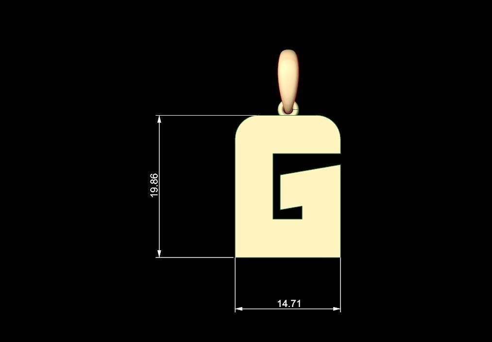 Initial Letters Pendant Boldhead G 3D print model_4